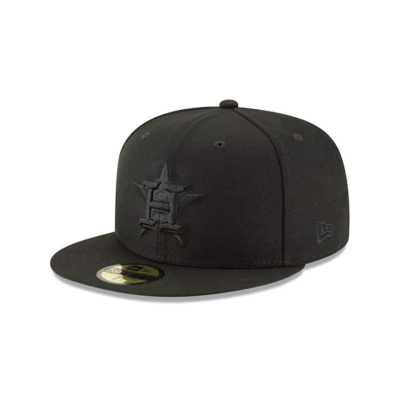 Black Houston Astros Hat - New Era MLB Blackout Basic 59FIFTY Fitted Caps USA3967048